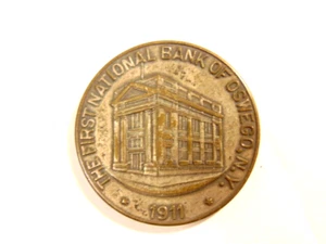 1911 1st National Bank of Oswego, NY new building souvenir medal - Picture 1 of 4