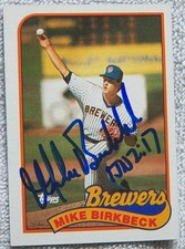 Milwaukee Brewers Mike Birkbeck Signed 1989 Topps Card Auto
