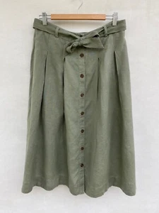 ⭐️😊 Sportscraft 100% Linen Button Up Front Box Pleat Midi Skirt Pockets Size 10 - Bild 1 von 4
