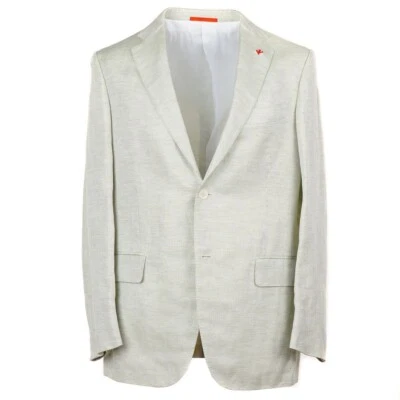 Isaia регулярный крой светло-зеленый сплетенный хлопок льняной Sport пальто 40R (Eu 50) новый с Ярлыками - Изображение 1 из 4