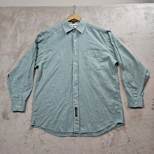Tommy Hilfiger Mens Dress Shirt 15 1/2 32-33 Green Blue Plaid L/S Button Up - Picture 1 of 10