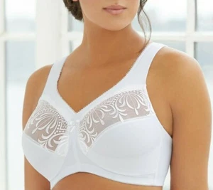 Glamorise MAGIC LIFT Bra 48H cushioned (EXTRA WIDE-STRAPS) wireless WHITE NEW - Picture 1 of 12