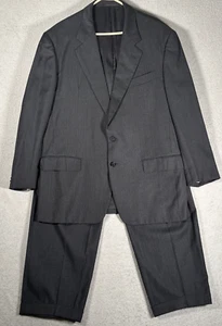 Tuta vintage Gianluca Isaia Napoli 2 pezzi nero gessato anni 80 lana taglia 48L 40W - Foto 1 di 24