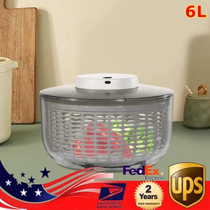 Electric Salad Spinner Large 6L Fruit Vegetable Washer Dryer Dehydrator Sale - Picture 1 of 15