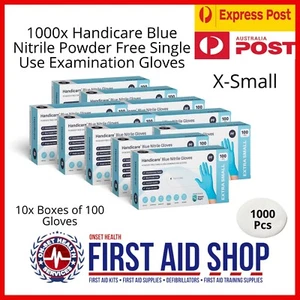 1000 Handicare Blue Nitrile Powder free X-SMALL Gloves - FIrst Aid Supplies - Picture 1 of 3