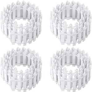 35" 4Pcs Mini Wood Picket Fence for Dollhouse Garden DIY (White) - Picture 1 of 7