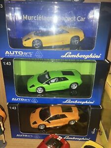 Lot de 3 Autoart 1/43 Lamborghini Murcielago vert orange jaune 