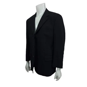 Jos A Bank Black Wool 3 Button Single Vent Blazer Sportcoat Jacket Mens 43R - Picture 1 of 16