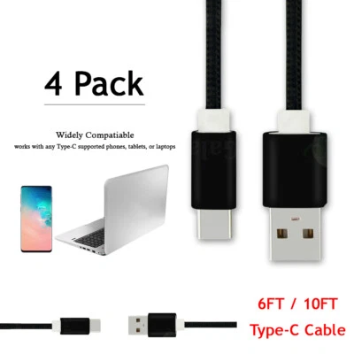 6/10 FT Braided Type C Fast Charging Cable USB-C Rapid Cord Power Charger Charge - Image 1 of 4