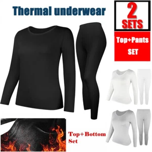 Women Ultra Soft Long Johns Set Thermal Base Layer Top + Bottom Underwear Set - Picture 1 of 29