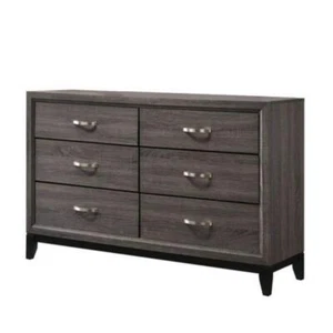 Benjara Dresser 16.4 in. With 6-Drawer Wooden Without Mirror Gray and Black - Picture 1 of 6