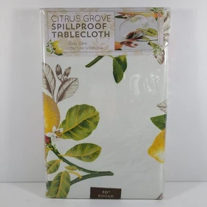 Benson Mills Citrus Grove Tablecloth Lemons Grapefruit 70" Round Spillproof - Picture 1 of 3