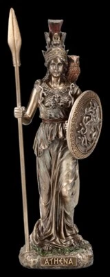 Athena Figur mit Eule und Medusen-Schild - Mythologie Veronese Deko Statue Olymp - Bild 1 von 4