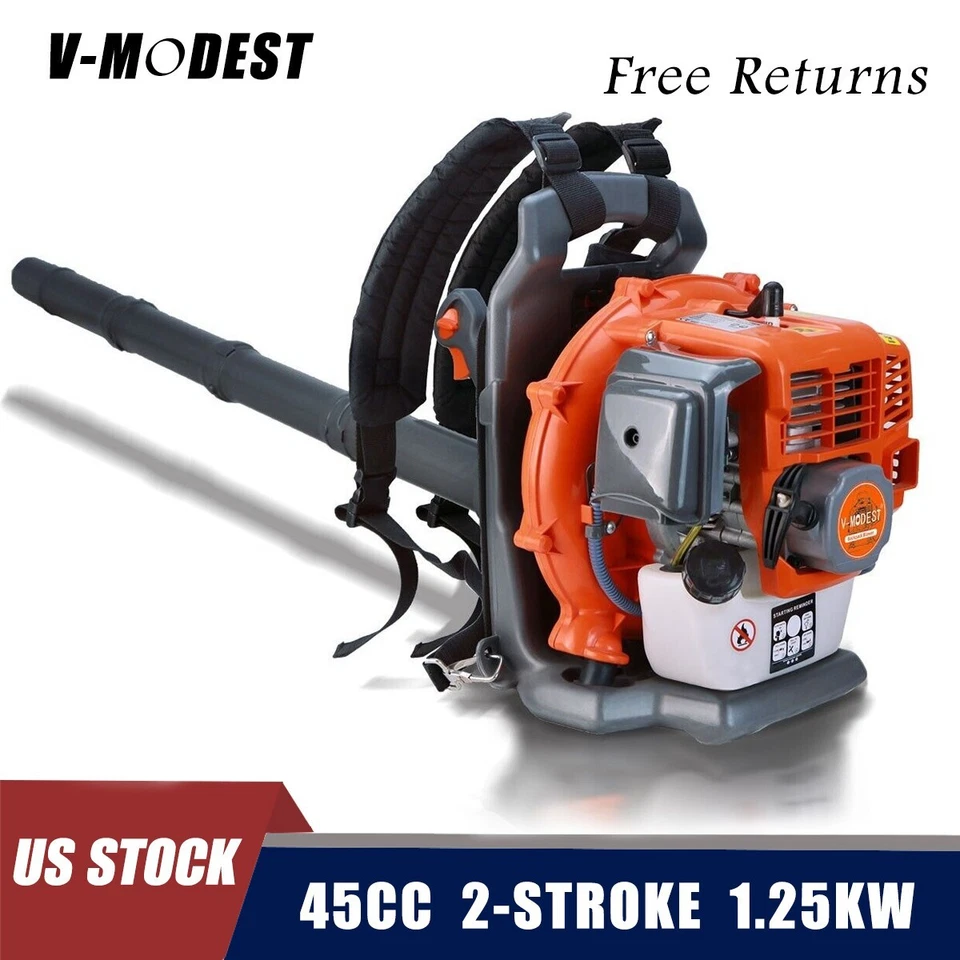 V-MODEST Gas Backpack Leaf Blower-Lightweight Gasoline Blower 43cc 2-Cycle 550 CFM 190MPH