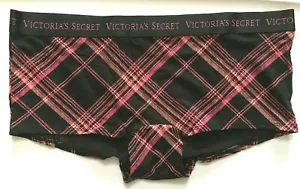 Victorias Secret Pink Plaid Boyshort Shortie Panties Size XL Logo Waistband Soft - Picture 1 of 10