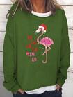 #F Flamingo christmas Women Loose Sweatshirt-Green-XXXL