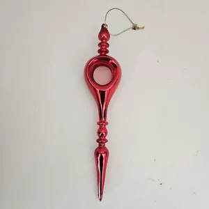 Mundgeblasene Quecksilber Glas Endstück Ornament rot 9 75" mit Mittelschlaufe - Bild 1 von 7