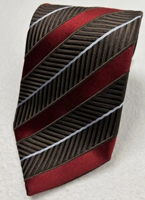 Corbata de seda Ermenegildo Zegna granate/marrón Repp rayas espiga Italia lujo NUEVO Foto 1 de 4