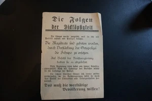 Flugblatt 1923 Die Folgen der Dickköpfigkeit Schupo Auflösung - Bild 1 von 1
