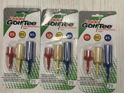 Lot Of 3 Packs Pride Sports Soft Performance Golf Tees (9 Total Tees) Free Ship! - Image 1 of 3