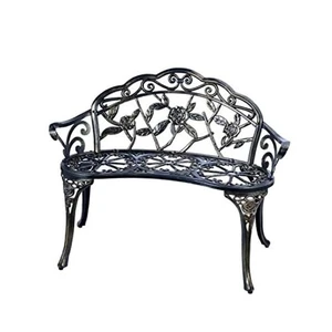  Patio Garden Bench Metal Park Bench Cast Aluminum Outdoor Furniture Copper - Picture 1 of 6