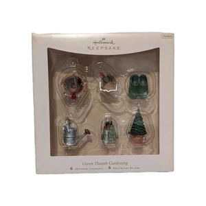 Hallmark grüner Daumen Gartenarbeit 6er Set Miniatur Andenken Weihnachtsschmuck - Bild 1 von 2