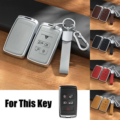 Aluminum Alloy Leather Car Key Fob Case Cover For Land Rover Range Rover Sport - Image 1 of 4