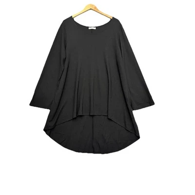 Túnica Bryn Walker tamanho XL alta baixa preta Lagenlook Lagom tamanho grande relaxada LS - Imagem 1 de 4