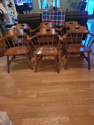 Tell City хард-рок клен руки столовая стулья набор (6) винтажные стулья - Изображение 1 из 4