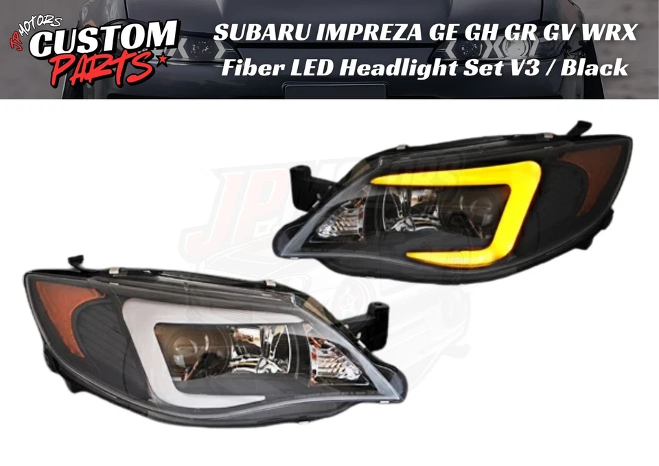 Juego de faros LED SUBARU IMPREZA GE GH GR GV WRX STI fibra V3 negro tipo JDM Foto 1 de 4