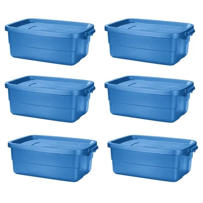 Сумка с короткими ручками Rubbermaid Roughneck контейнер для хранения 10 галлонов цвет Heritage Blue (упаковка 6 шт.) - Изображение 1 из 4