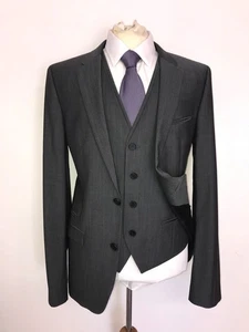 HUGO BOSS - Mens Slim Fit 3 Piece GREY WOOL SUIT - 40 Long - W34 L34 - GORGEOUS - Picture 1 of 16