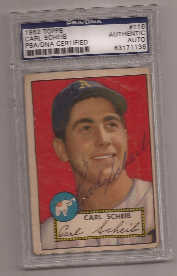 1952 Topps # 116 Carl Scheib Autograph Signed Auto Card Kansas City A's psa/dna - Image 1 of 1