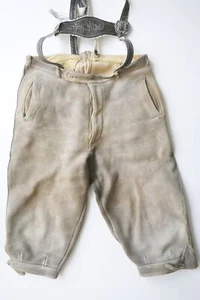 Lederhose sämisch Elch oder Hirschleder Kniebund mit Träger Arbeiter Jäger Gr.52 - Bild 1 von 8