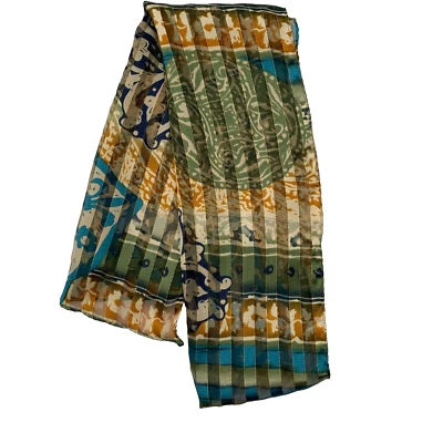 Liz Claiborne Turquesa MUJERES Bufanda Azul Dorado Rayas Geométrico Cuello Envoltura Foto 1 de 4