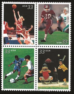 US Scott #3399-3402, Block of 4 2000 Youth Sports 33c VF MNH - Picture 1 of 1