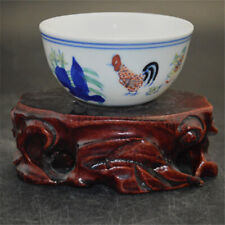 Chinese Porcelain Ming Dynasty Chenghua Contending Colors Chicken Cups 3.14''