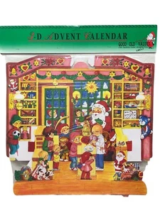 Vintage 3D Advent Calendar Christmas Santa Toy Shop Deadstock New Old Stock - Picture 1 of 2