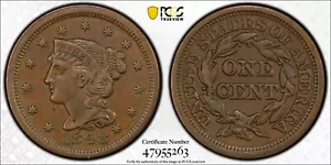1848 Braided Hair Large Cent, PCGS XF45, Extremely Fine, PCGS TrueView, C7367 - Picture 1 of 3