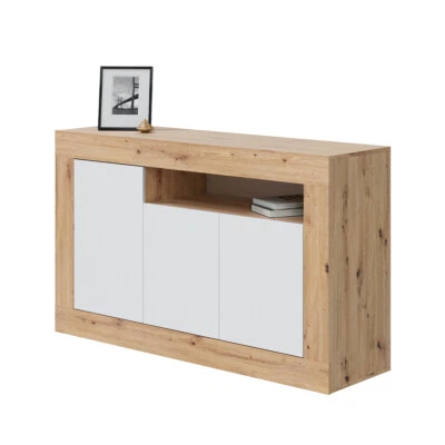 MARINELLIGROUP Mobile credenza buffet ROVERE NODI BIANCO 3 ante moderno 144X42X87 cm 016628W