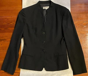 Giorgio Armani Le Collezioni Collarless Fitted Jacket Black Vis/Wool Blend sz:6 - Picture 1 of 10