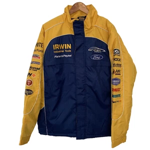 Ford Motorsport Jacket mens Large blue yellow V8 Supercars Irwin Racing overcoat - Picture 1 of 10