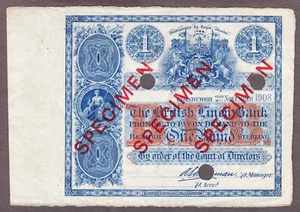 Schottland, The British Linen Bank One Pound 1908 SPECIMEN Pick-146s XF - Bild 1 von 2