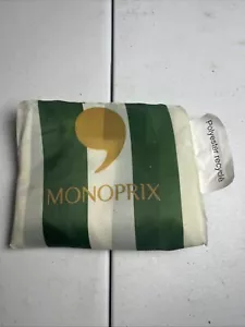Monoprix Bag Paris Green White Reusable Grocery Shopping Tote Bag France NEW - Picture 1 of 2