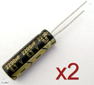 2x Condensateur 6.3V 2200uF électrolytique Radial Aluminium Capacitor 24x8mm - Foto 1 di 2