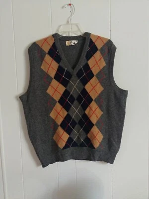 Pringle 44/XL 100% Lana de Cordero Argyle Suéter Chaleco Escocia Foto 1 de 4