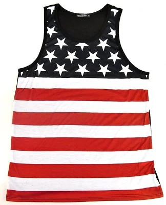Camiseta sin mangas BANDERA EE. UU. Conflicto Estrellas Rayas Chaleco Gloria Antiguo Hombres Adultos Nueva Foto 1 de 4