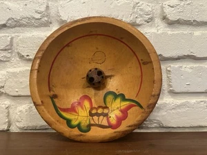 Vintage Wooden Nut Cracker Bowl 9” Hand Painted Maple Leaf Acorn Cottage Core - Picture 1 of 8