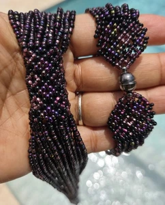 Hermoso! Collar Semilla Cuentas Multicolor 30" y Pulsera 7" Tono Púrpura - Imagen 1 de 22