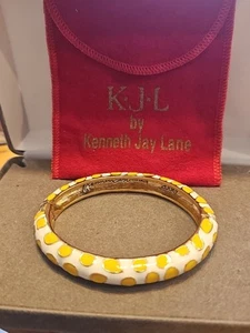 KJL Kenneth Jay Lane gelb Giraffe Print emailliert Armreif Armband 7" #3205 - Bild 1 von 9